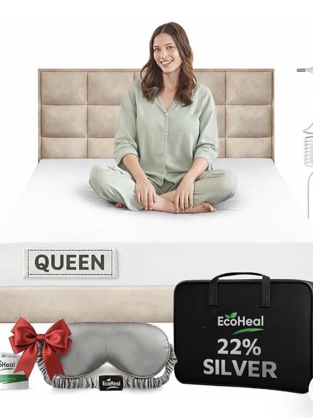 Luxury Grounding Queen Sheet 22% Silver Fiber Cotton Silk White Fitted